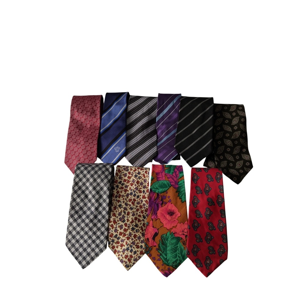 Designer Silk Tie Lot 10pc Giorgio Armani Versace Burberry Valentino Hugo Boss